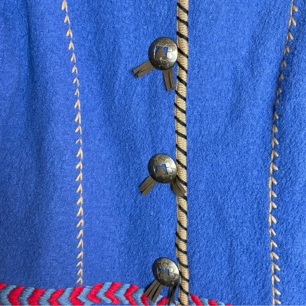 Coldwater Creek Boiled Wool Southwest Boho Western Concho‎ Lined Jacket Size XS